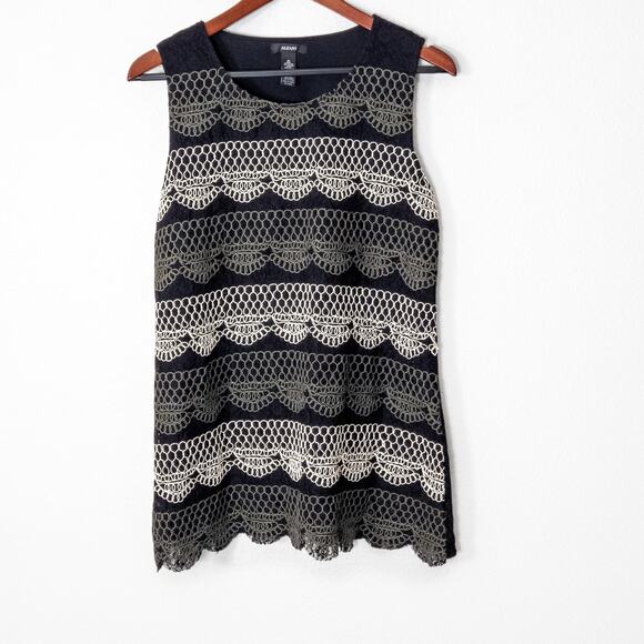 Alfani Tops - Alfani Women’s Sleeveless Lace Top Romantic Revival Boho Festival Black Medium